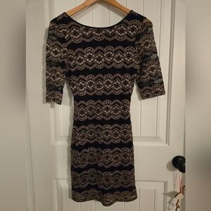 Elegant Black and Beige Lace Jumpsuit